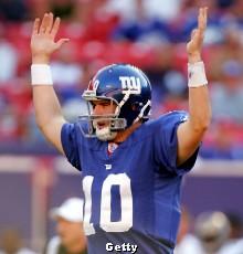 Giants Eli Manning celebrating Superbowl Win